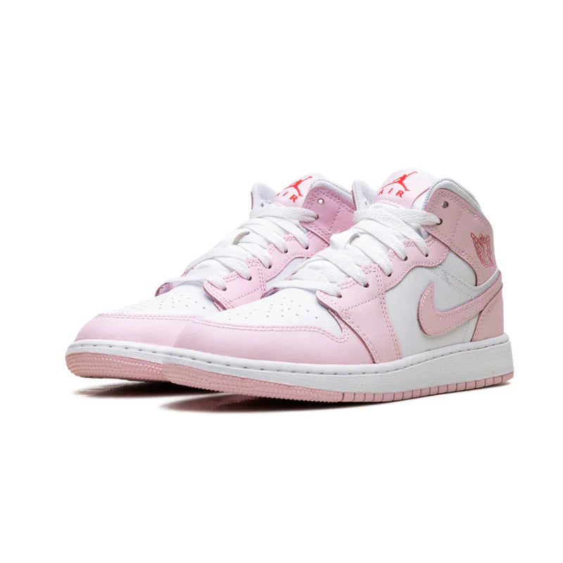 Jordan 1 Mid Pink Foam Fire Red (GS)